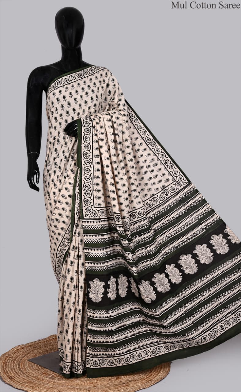 premium Traditional Mulmul CottonBeautiful Pure Soft Mulmul Cotton Sarees available*
Size: 6.30 mtr with blouse 