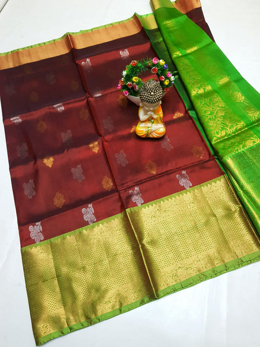 🌹uppada pattu🌹
💐🌹 Kanchi border Kalanjali buta sarees 
 🌹Good quality 💐👌👌👌
 Fabric: uppada pattu/pattu 💐💐