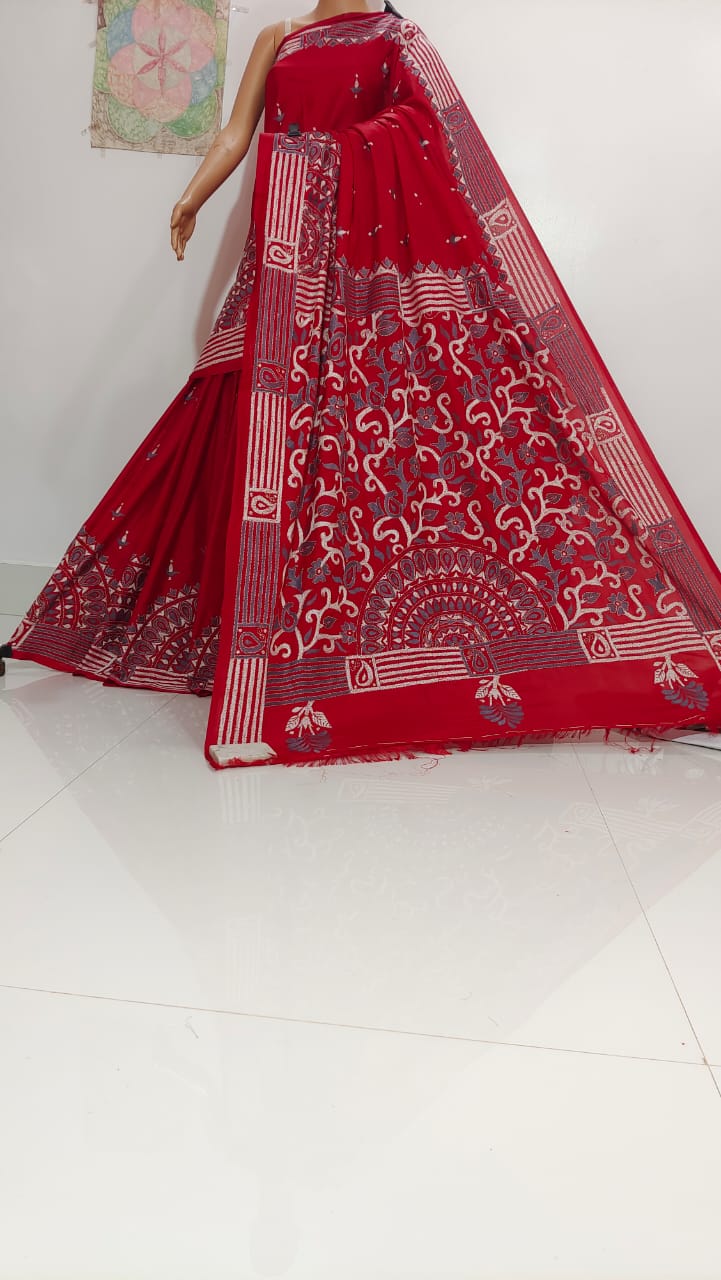 Chandrika | Hand Made Kantha Embroidery on Semi Silk