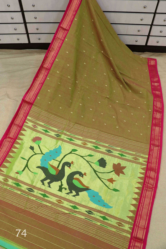 Lurosha | Cotton Handloom Paithani Saree