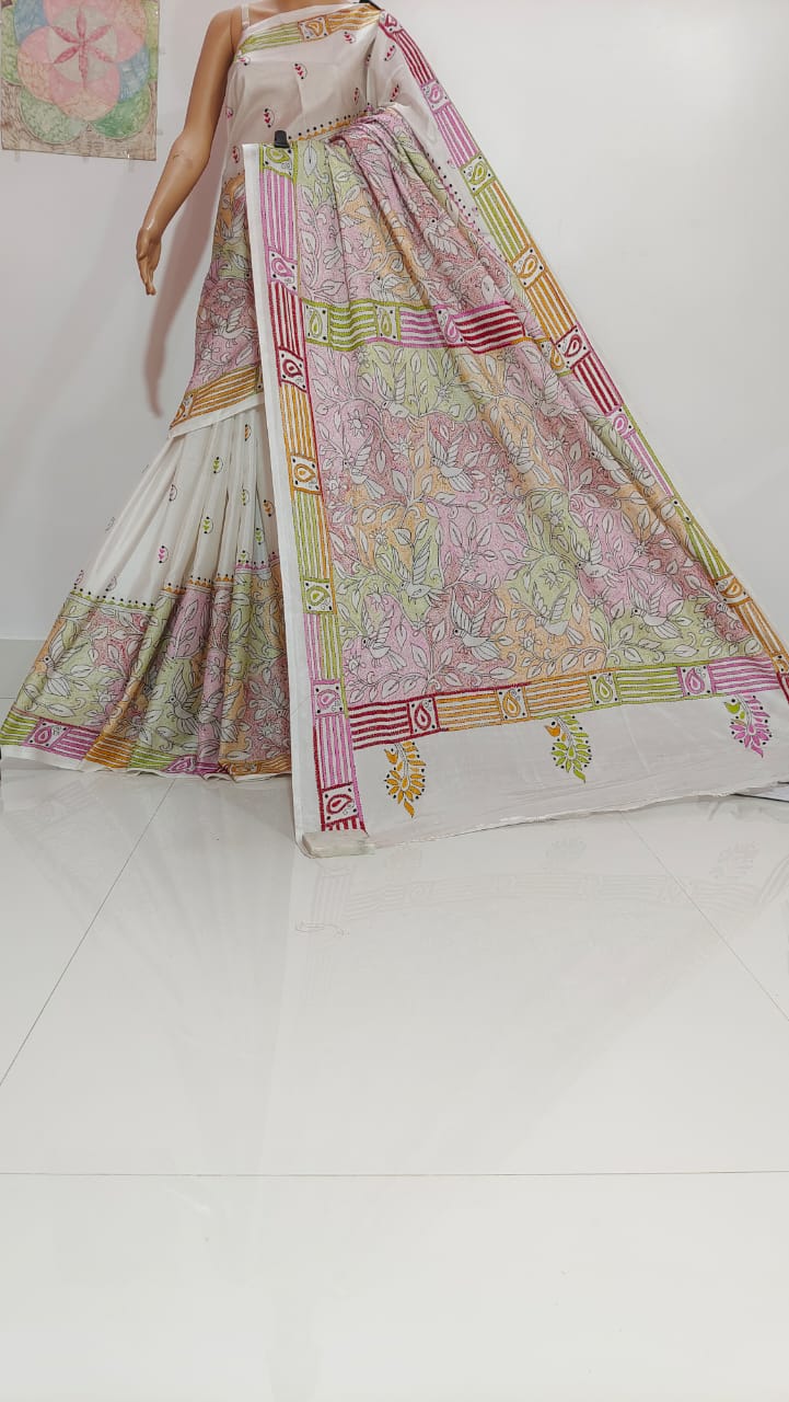 Devayani | Hand Made Kantha Embroidery on Semi Silk