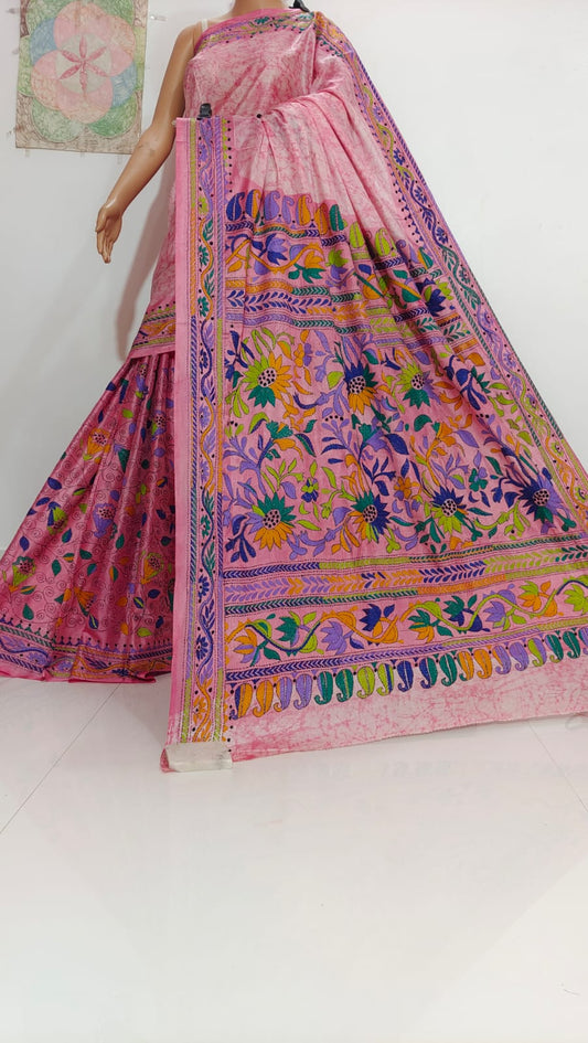 Chitrashi | Hand Made Kantha Embroidery on Semi Silk