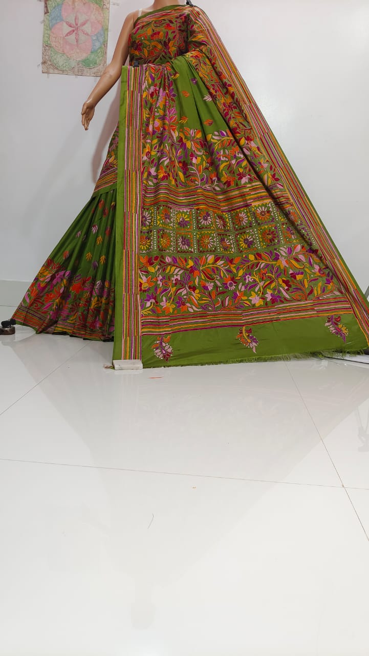 Geeta | Hand Made Kantha Embroidery on Semi Silk