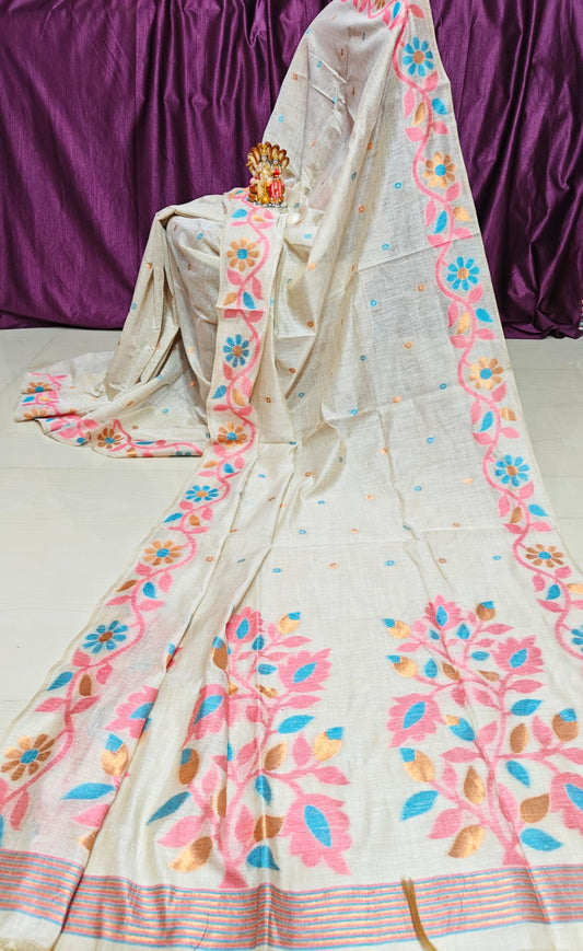 Thejaswi | Pure tussar jamdani saree