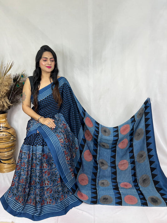 Aarini | Ajrakh Saree on Modal Silk