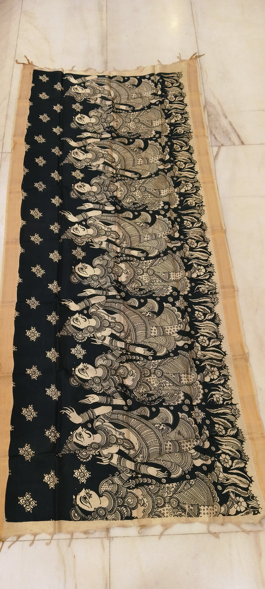 Kreetika | Kalamkari dupatta on mangalagiri silk