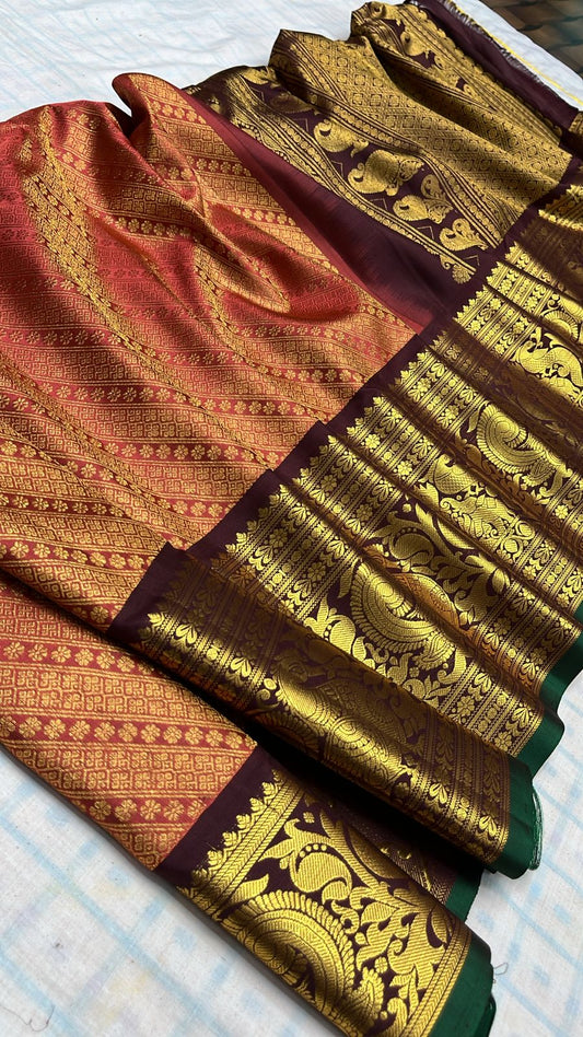 ✨✨Pure Gadwal Traditional
          Border Brocade 
          Pattu Sarees ✨✨