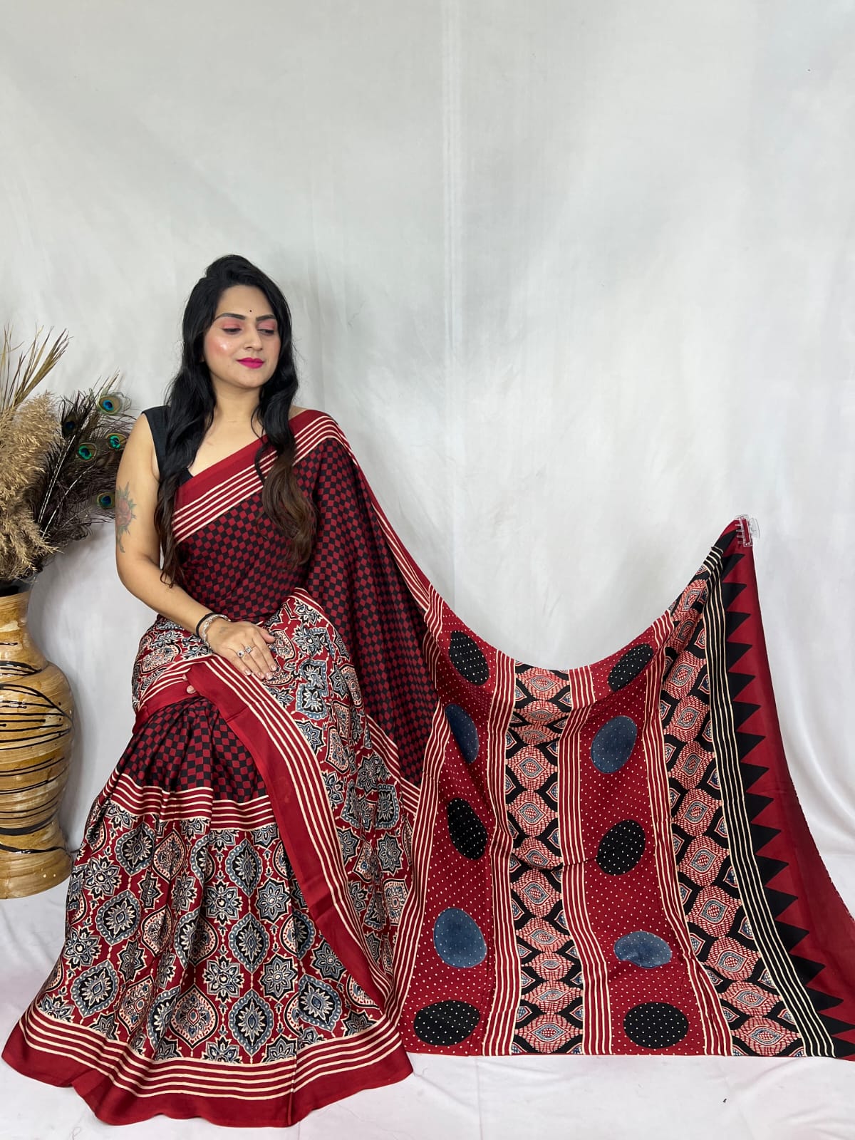 Aadhya | Ajrakh Saree on Modal Silk