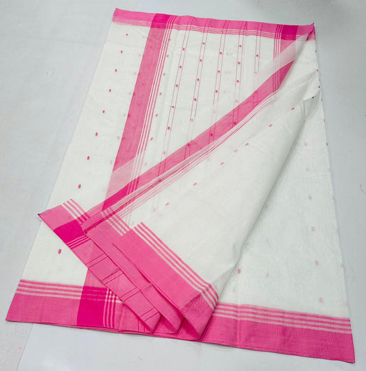 Geetika | Chanderi cotton | white with pink