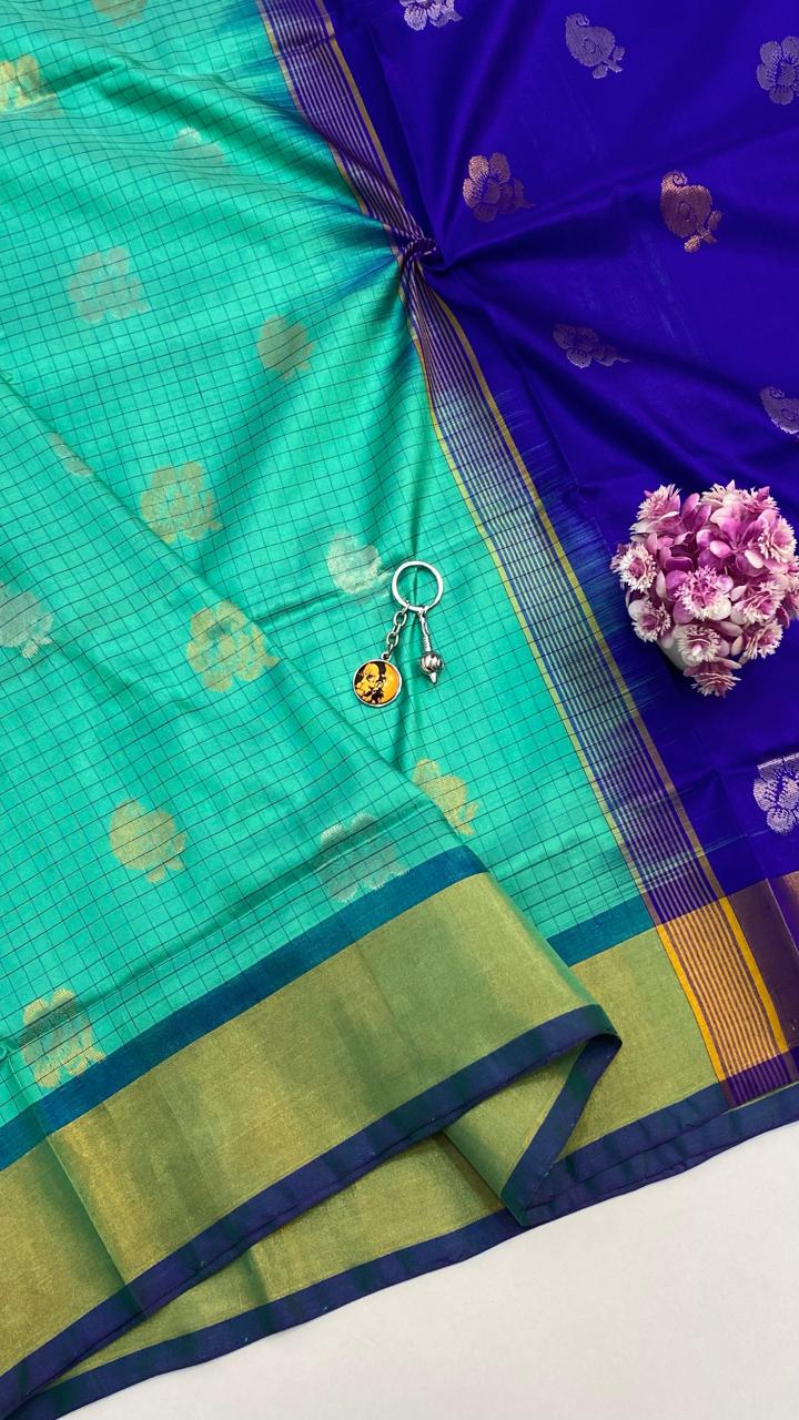 Riya | UPPADA CHECKS WITH TOPI BUTTA SAREES