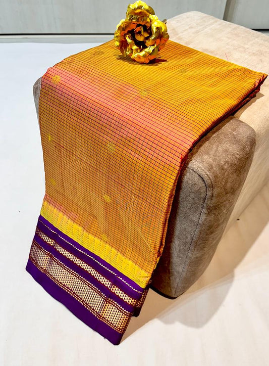 Jasmine | Irkal Pure Silk Saree in goldenrod  color