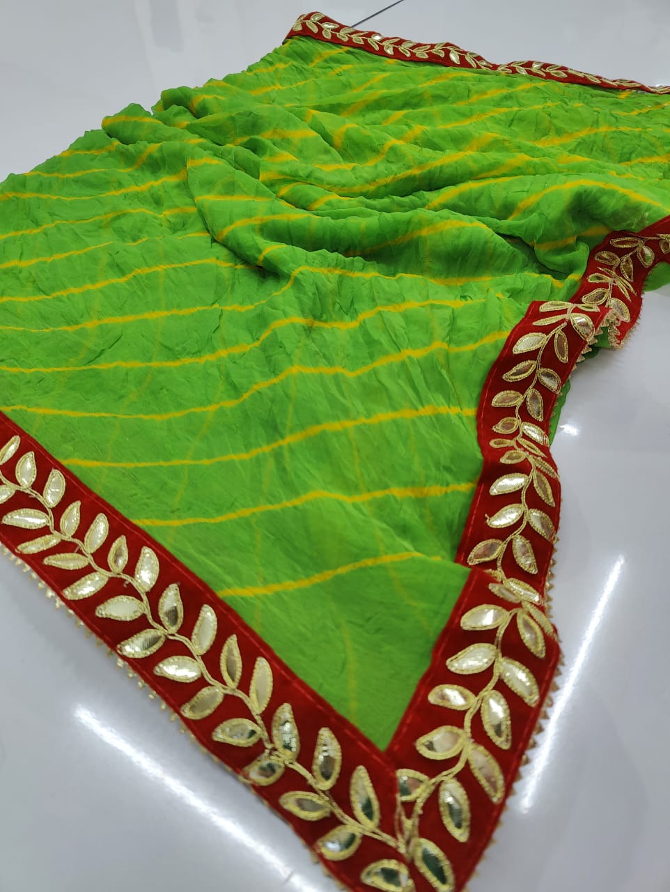 Geetika | Chiffon Lehriya Gotapatti Saree