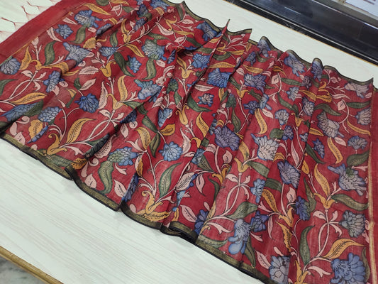 Dayamai | Maheshwari silk dupatta traditional art pen kalamkari hand painted duppatta