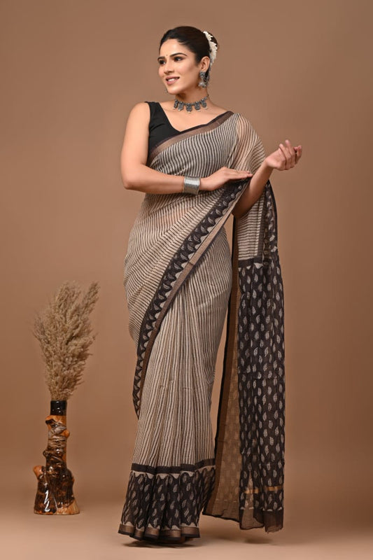 Madhura | Kota Doriya Saree with Bagru Prints