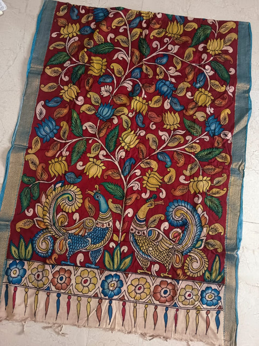 Shabana | Mangalagiri cotton pen kalamkari hand painted Duppattas