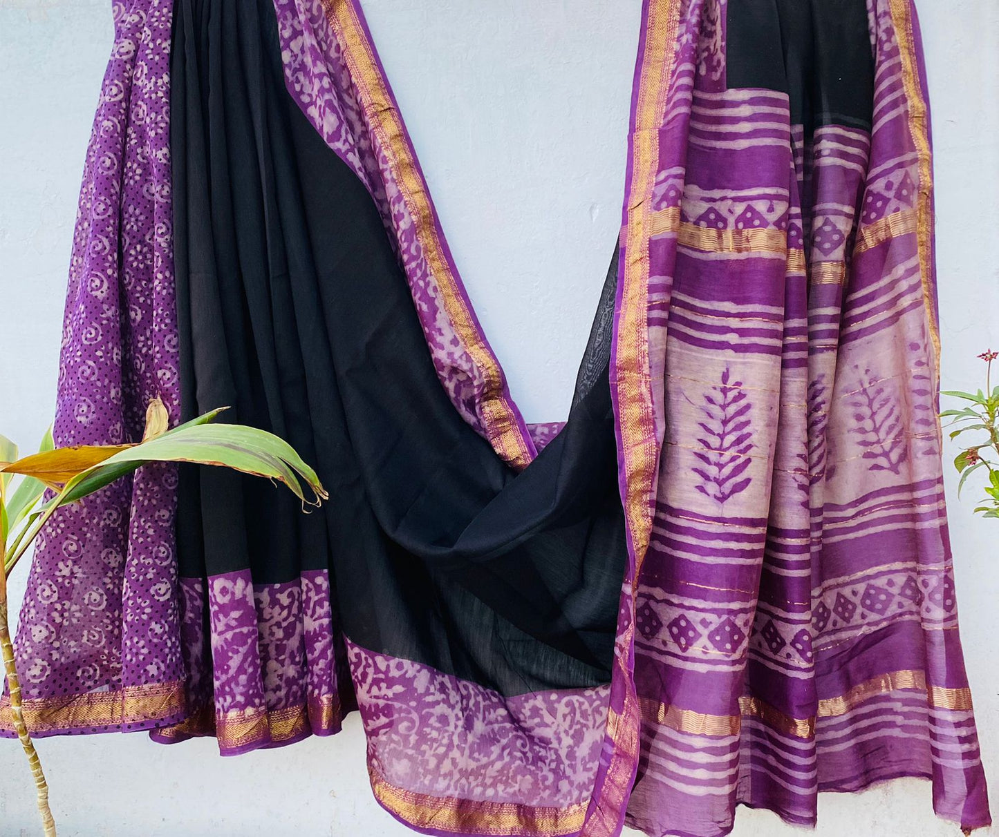 Bhumi | Block printed Maheshwari Silk Saree