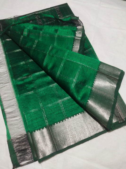 Megha | Pure handloom Mangalagiri pattu by cotton jari checks sarees with running blouse