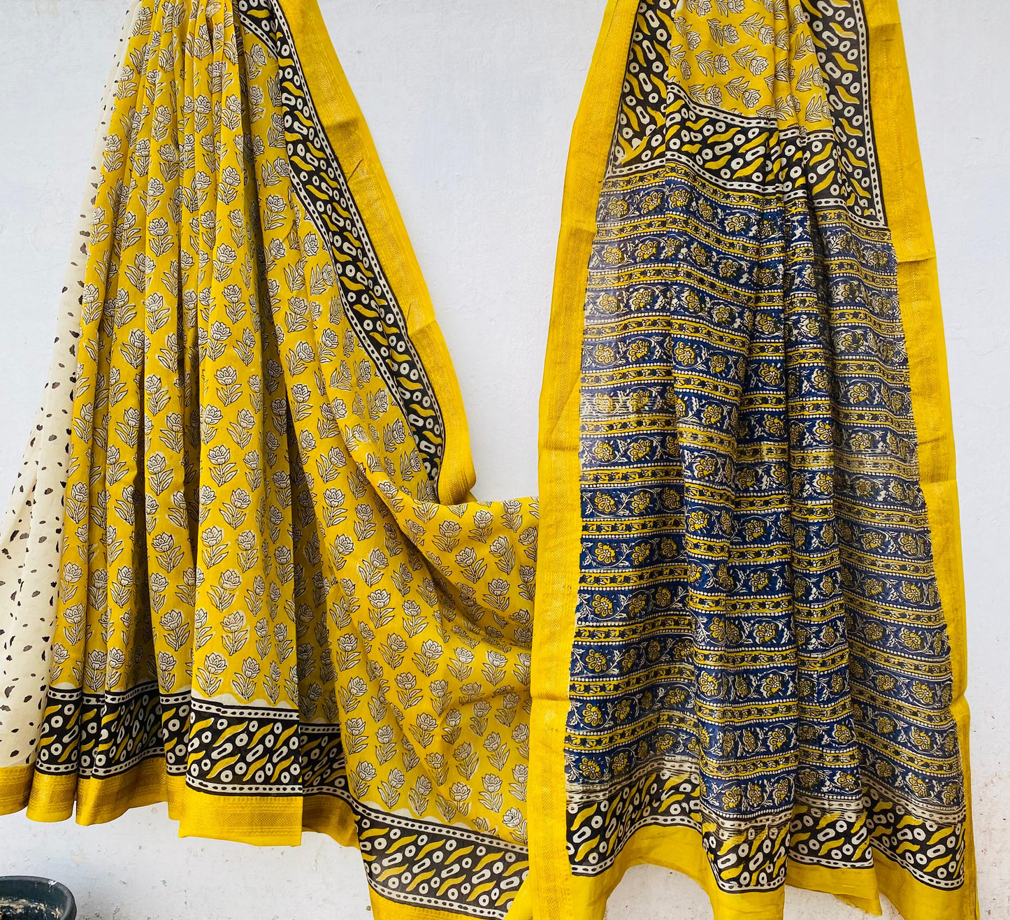 Auritra | Block printed Maheshwari Silk Saree