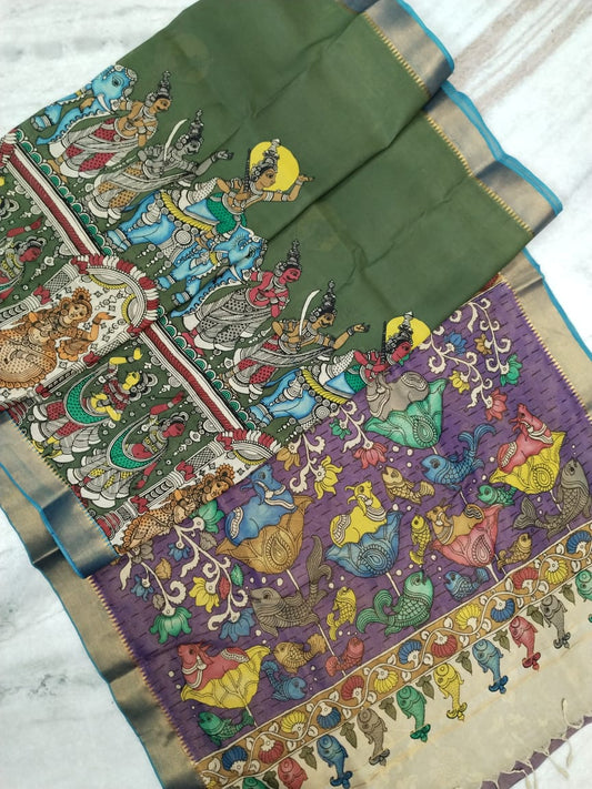 Aachal | Kalamkari Saree in Bangalore silk