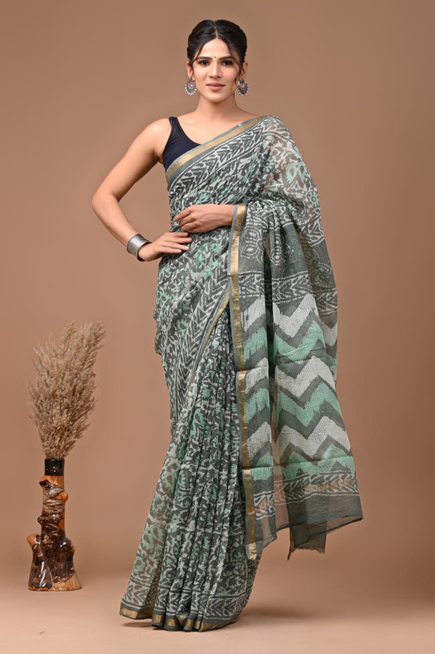 Madhuri | Kota Doriya Saree with Bagru Prints