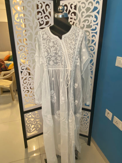 Paak | pure white angrakha with chikankari work