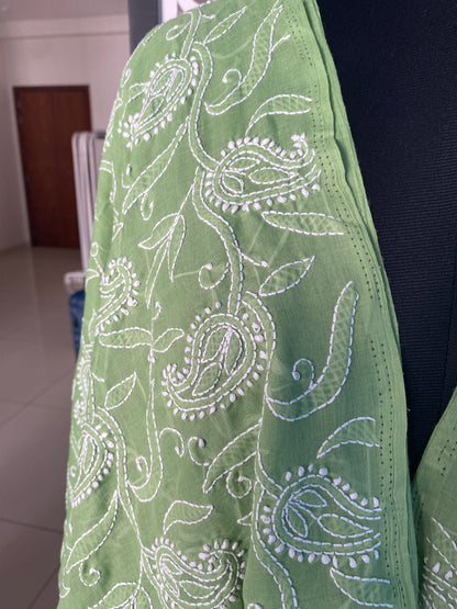 Chikankari on Cotton with floral motifs