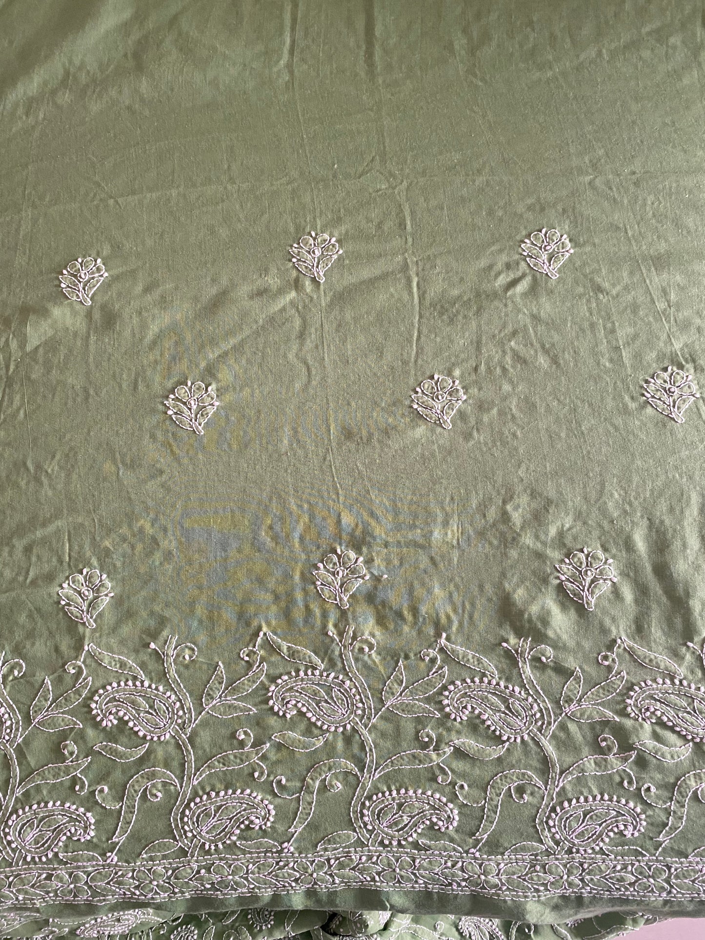 Chikankari on Cotton with floral motifs