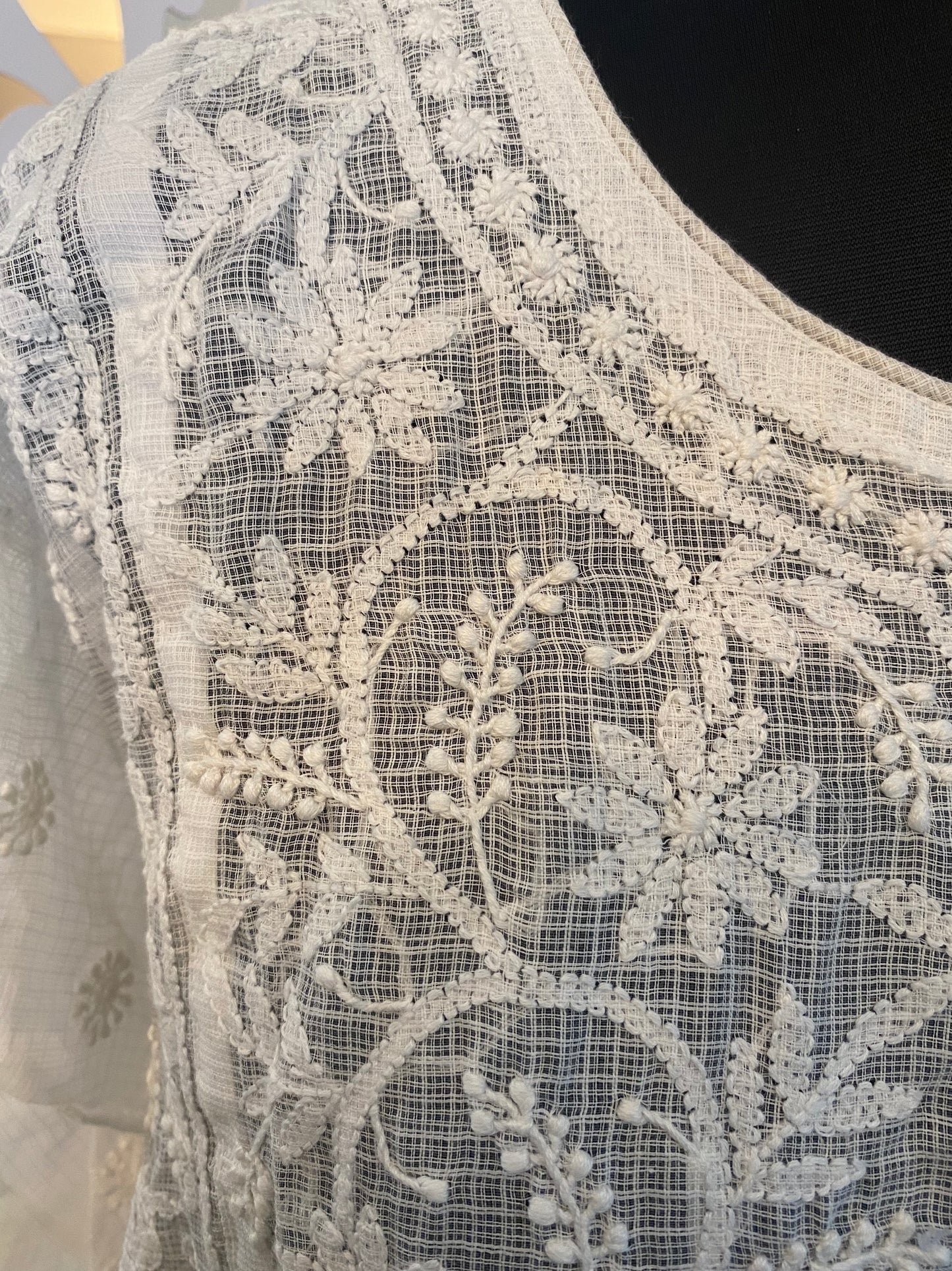 Paak | pure white angrakha with chikankari work