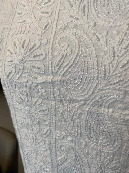 Motihari | pure white fabric with chikankari work