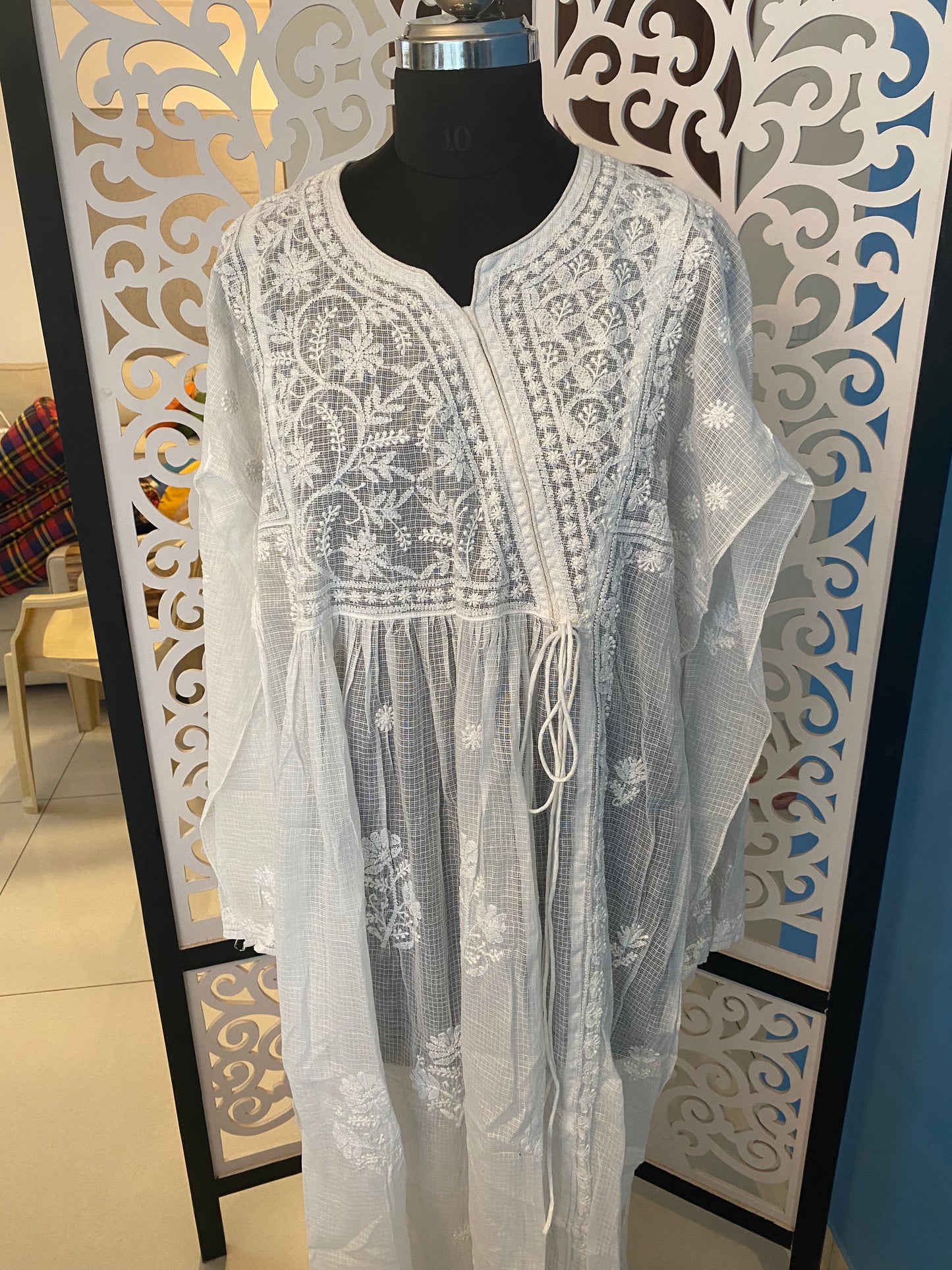 Paak | pure white angrakha with chikankari work