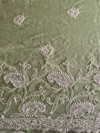 Chikankari on Cotton with floral motifs