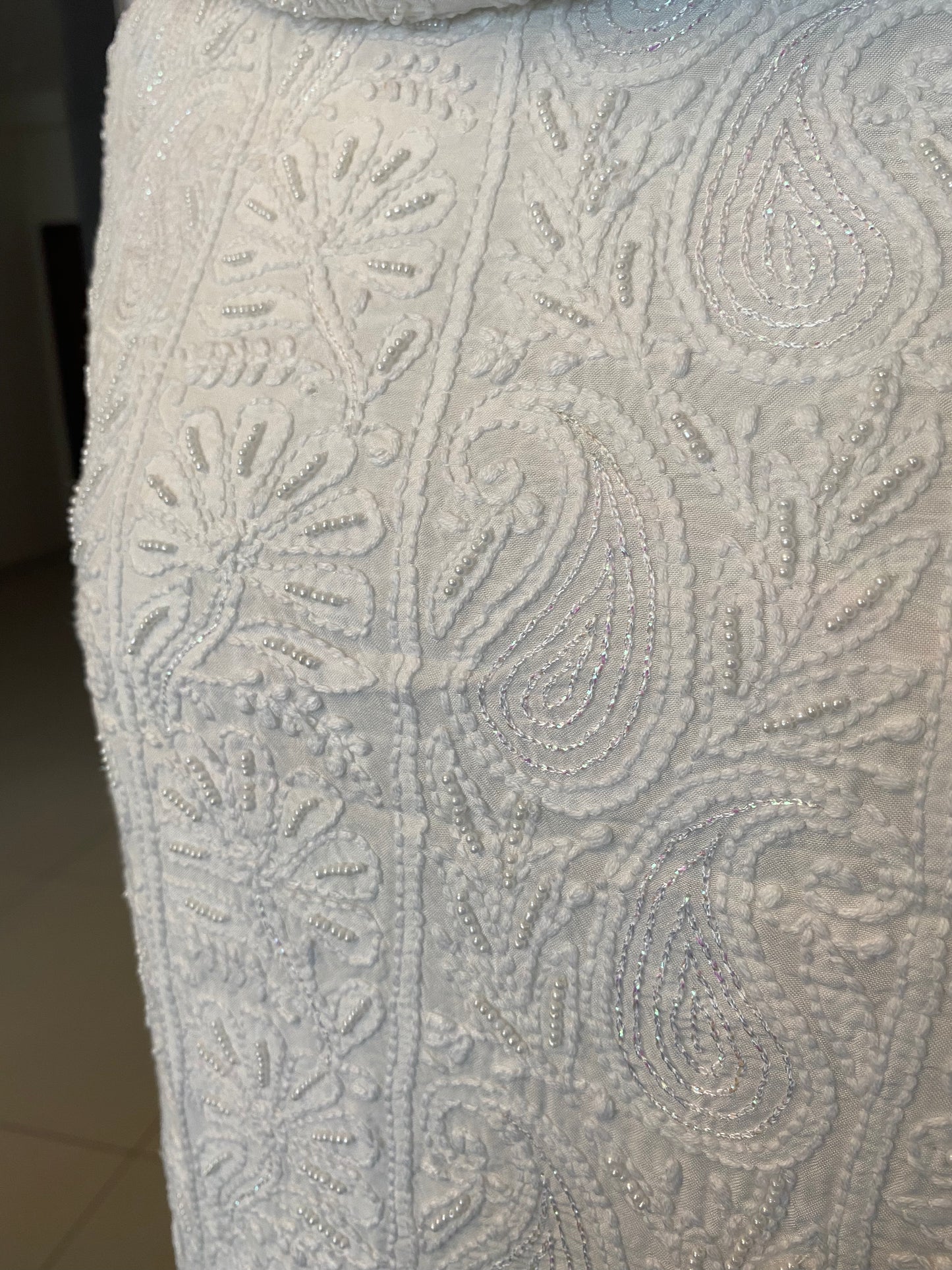 Motihari | pure white fabric with chikankari work