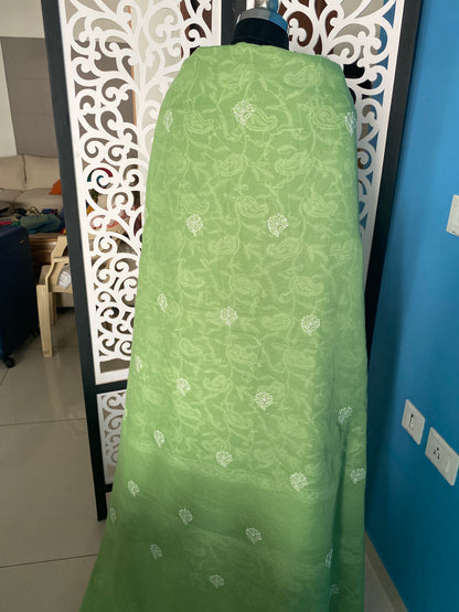 Chikankari on Cotton with floral motifs