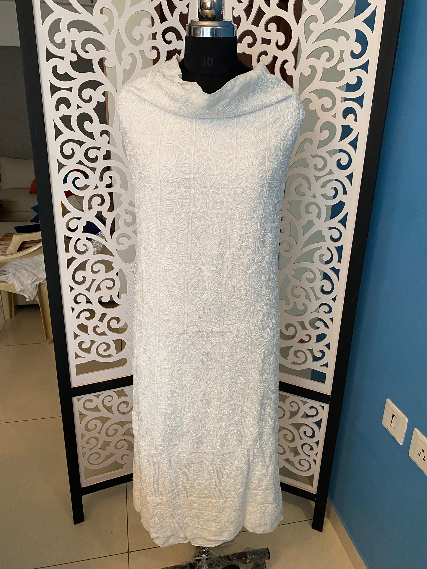 Motihari | pure white fabric with chikankari work