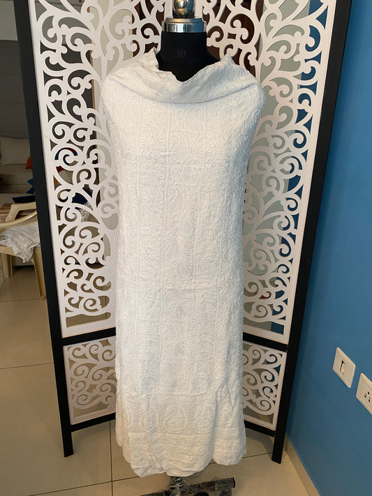 Motihari | pure white fabric with chikankari work