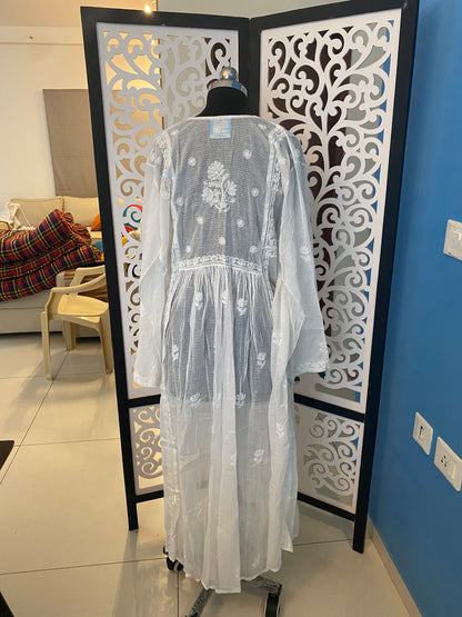 Paak | pure white angrakha with chikankari work