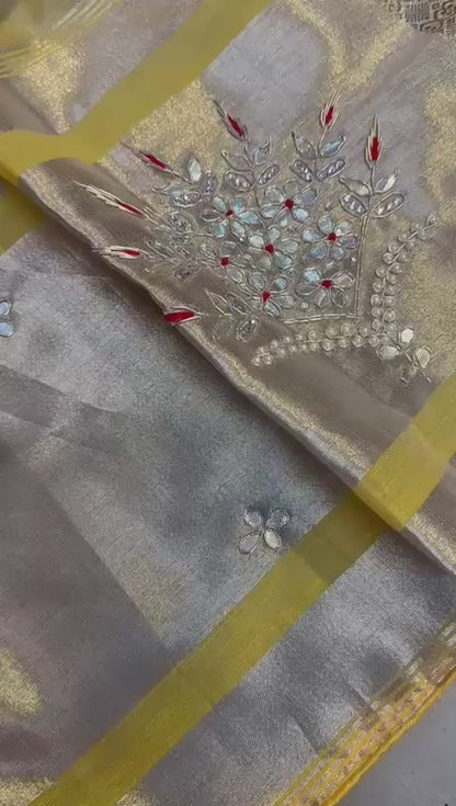 Aaralika | gota patti work on tissue saree