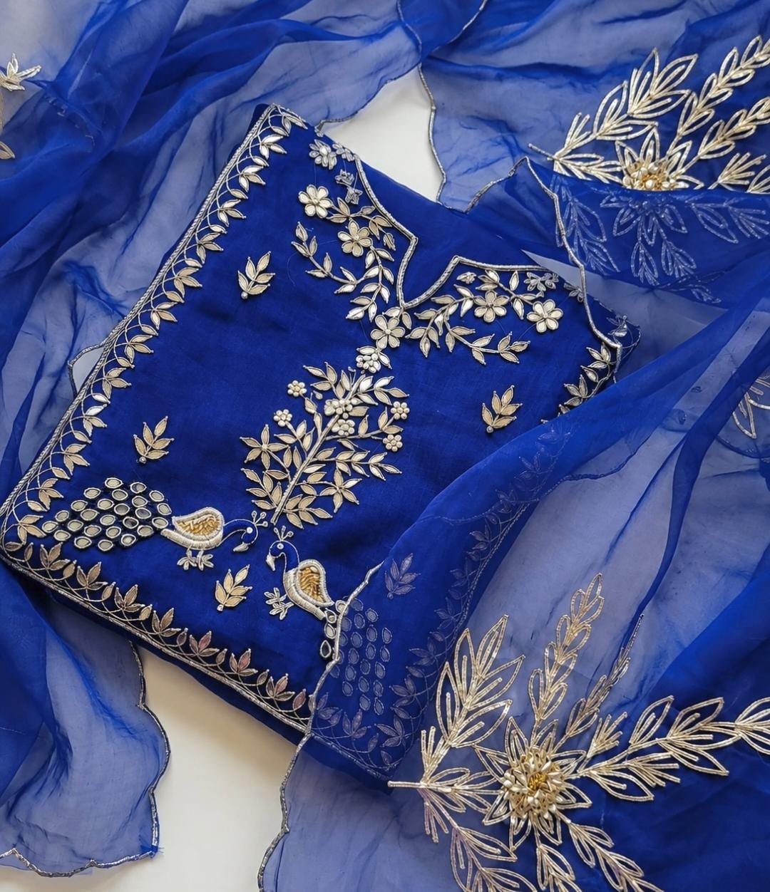 Zardosi on organza suit