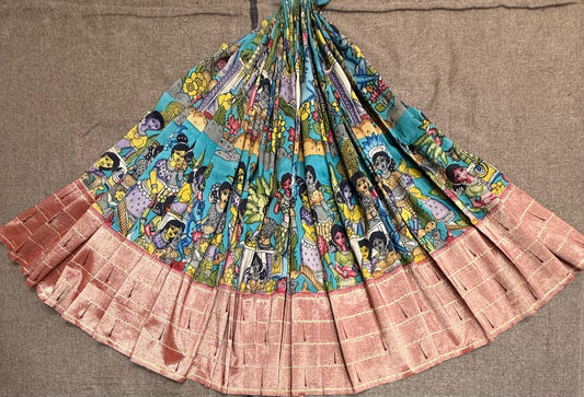 Vama | kalamkari skirt on teen muniya paithani