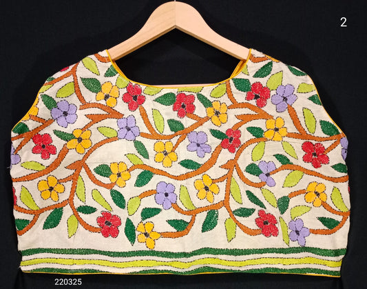 Kashmi | Kantha on Tussar blouse