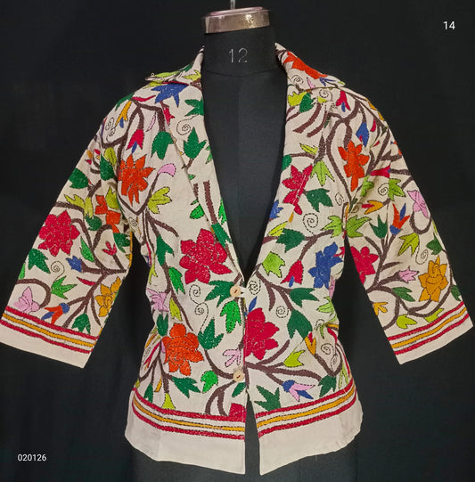 Kasuri | Kantha on Tussar jacket