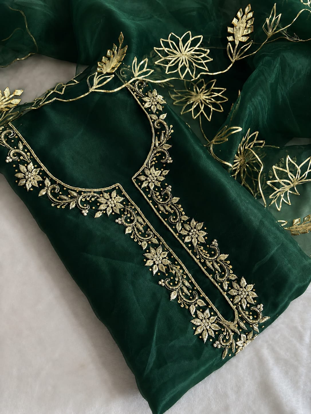 Zardosi on organza suit