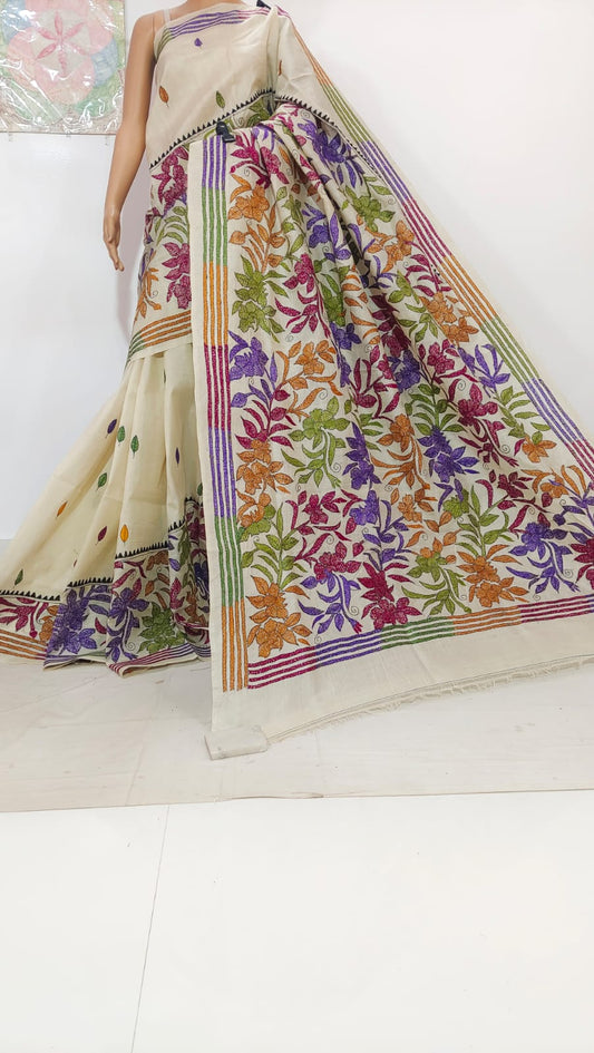 Kartikeya |  Pure Tussar Silk Kantha Sarees