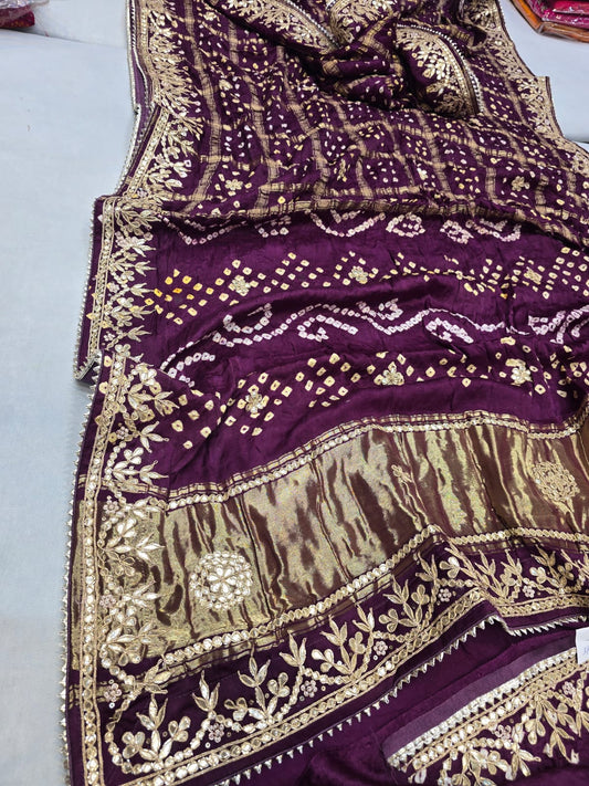 Pankit | gota patti on bandhej saree