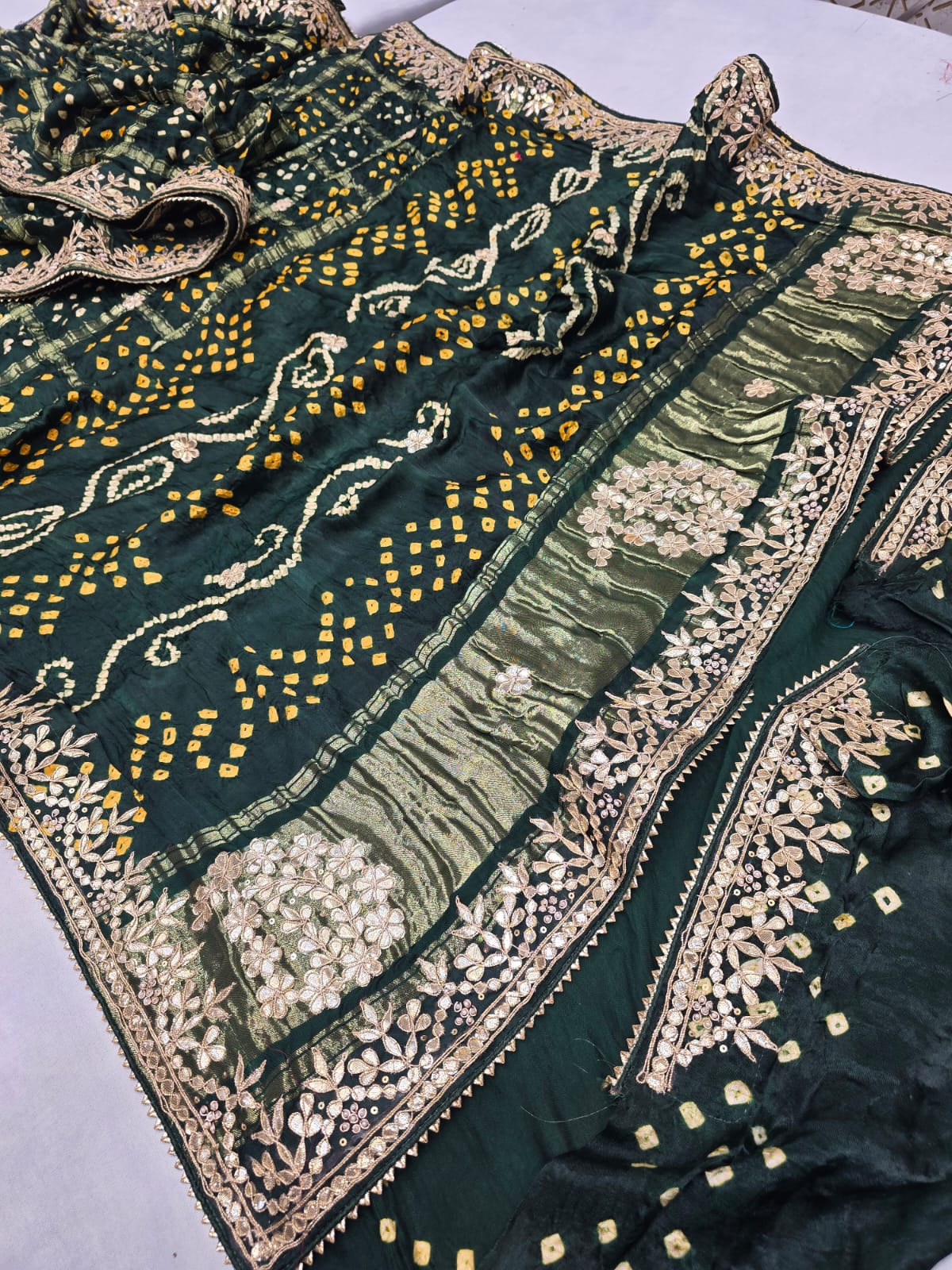 Astik | gota patti on navranga bandhej saree