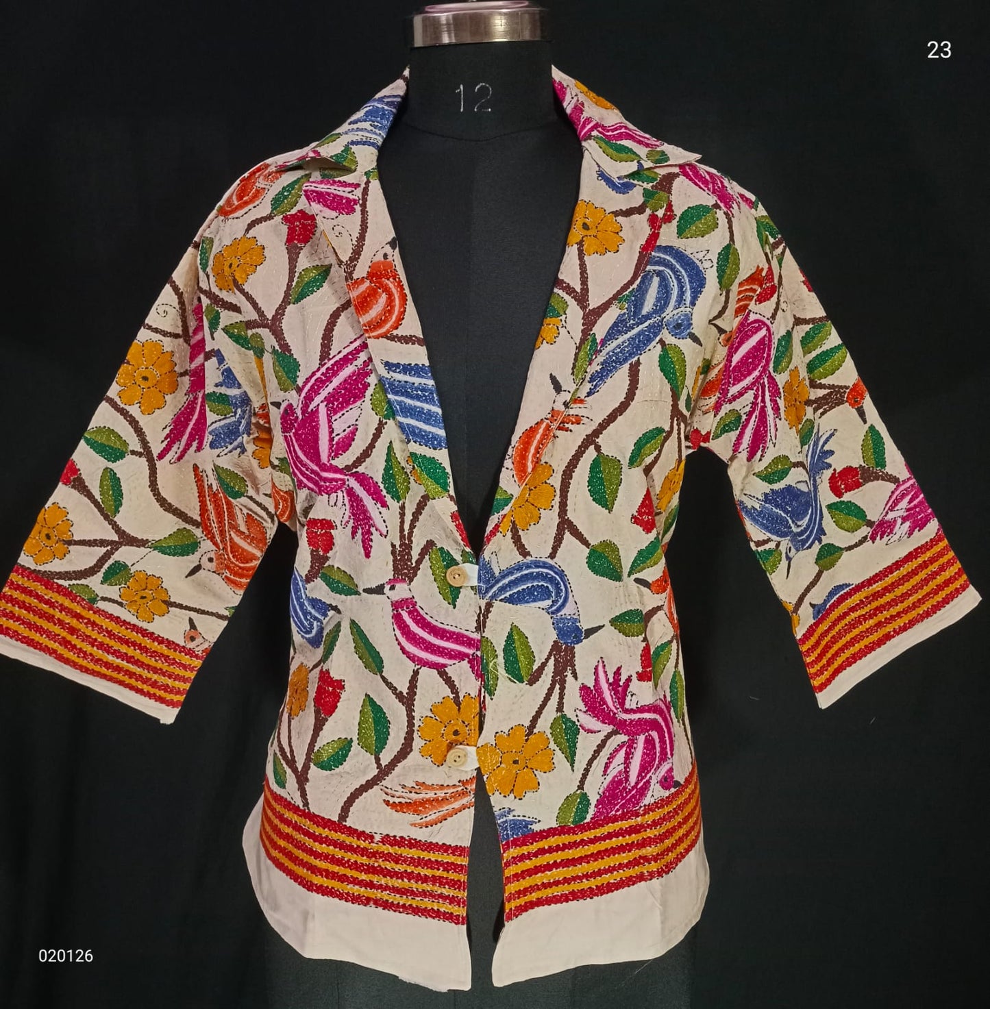 Kozhi | Kantha on Tussar jacket