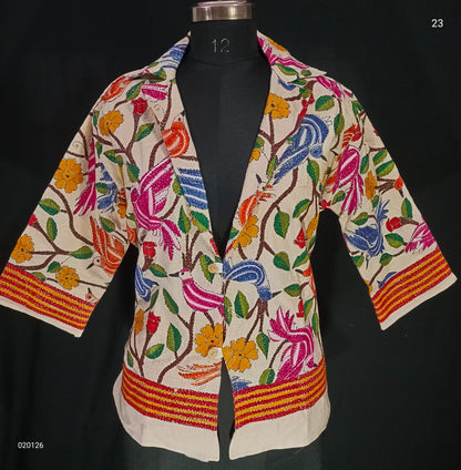 Kozhi | Kantha on Tussar jacket
