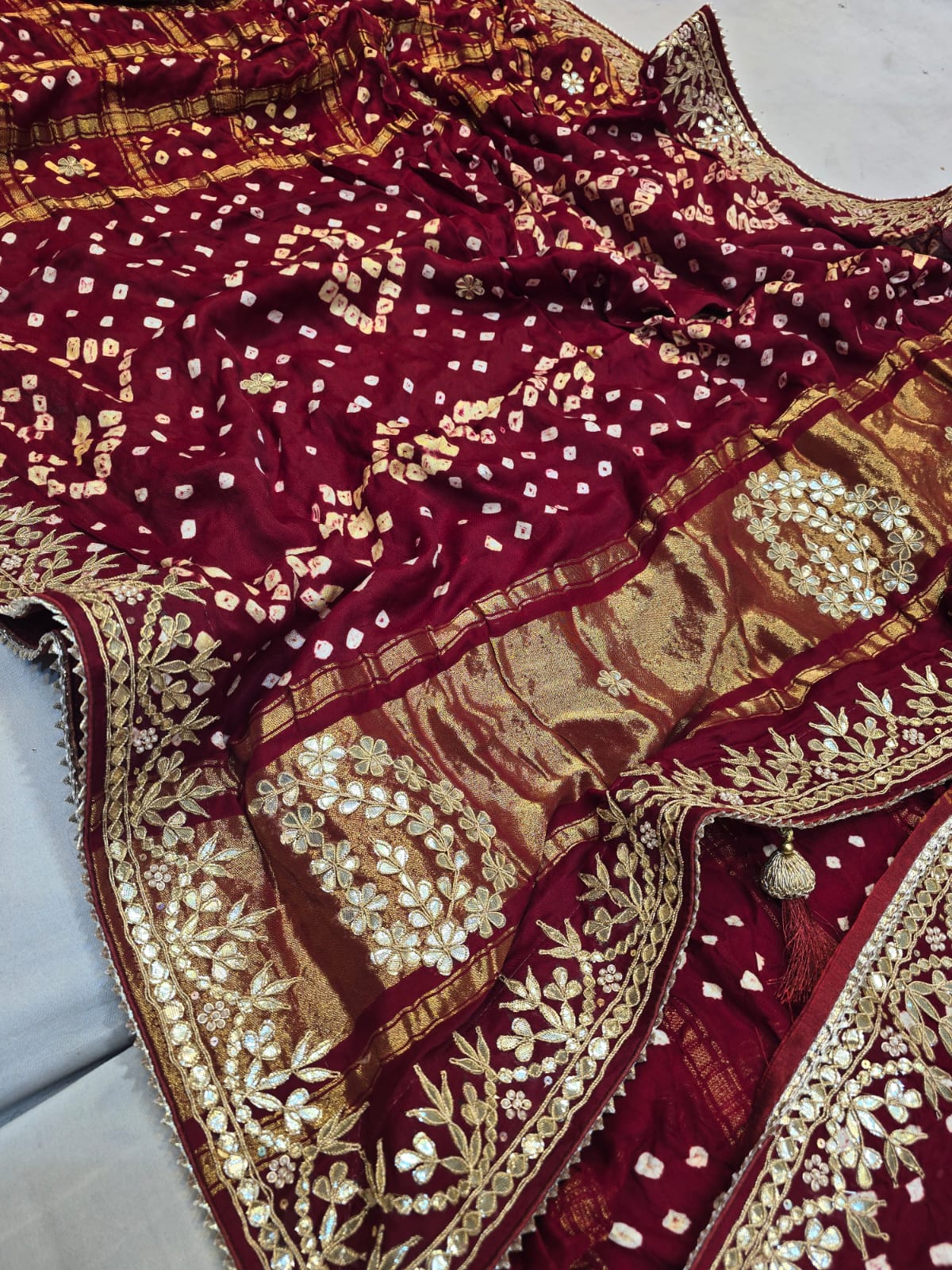 Pankit | gota patti on bandhej saree