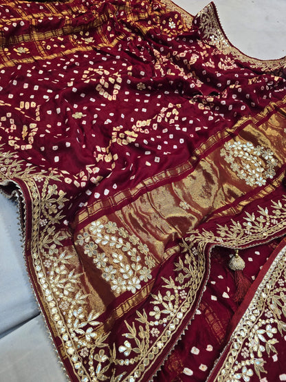 Pankit | gota patti on bandhej saree