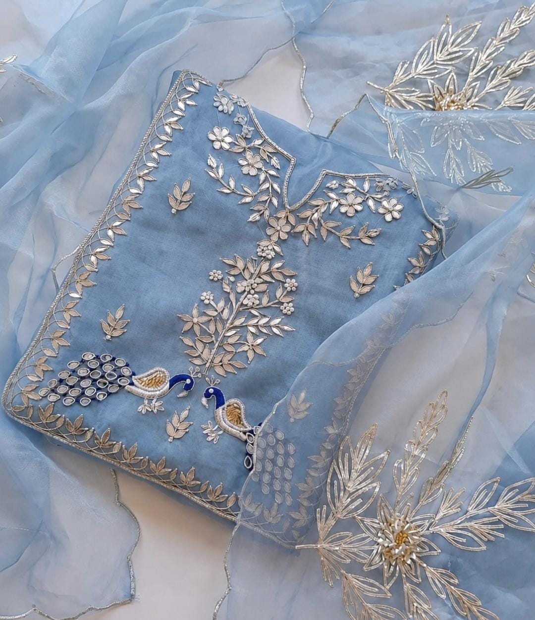 Zardosi on organza suit